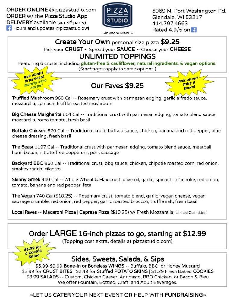 Pizza Studio Menu image 1